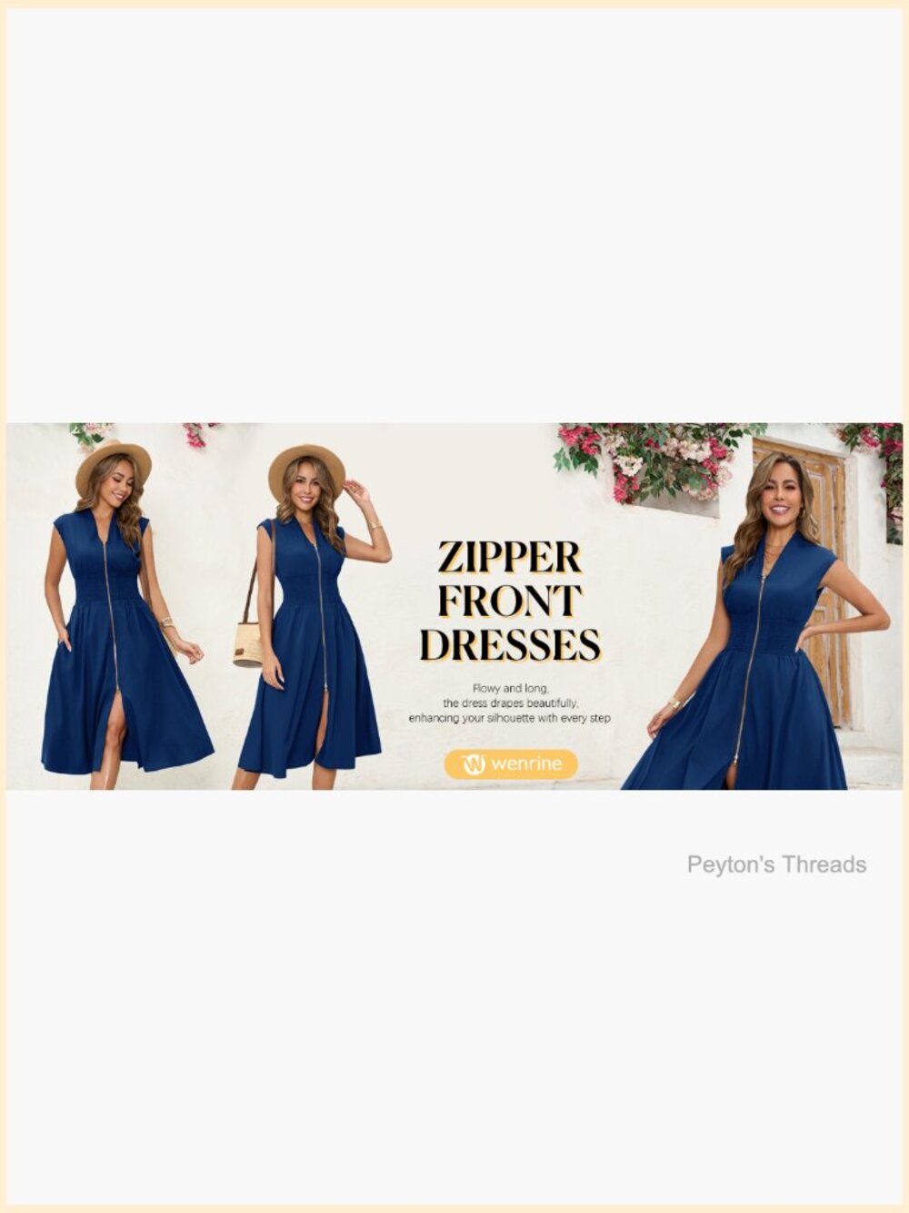 Smocked Midi Dress with Cap Sleeves and Zipper - Picture 7 of 7